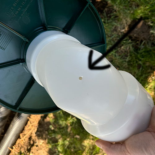 Drain hole drilled in elbow